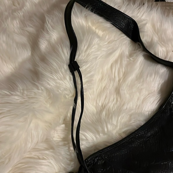 Vtg Hobo International Large Pebbled Leather Teardrop Crossbody Sling black - Picture 7 of 12